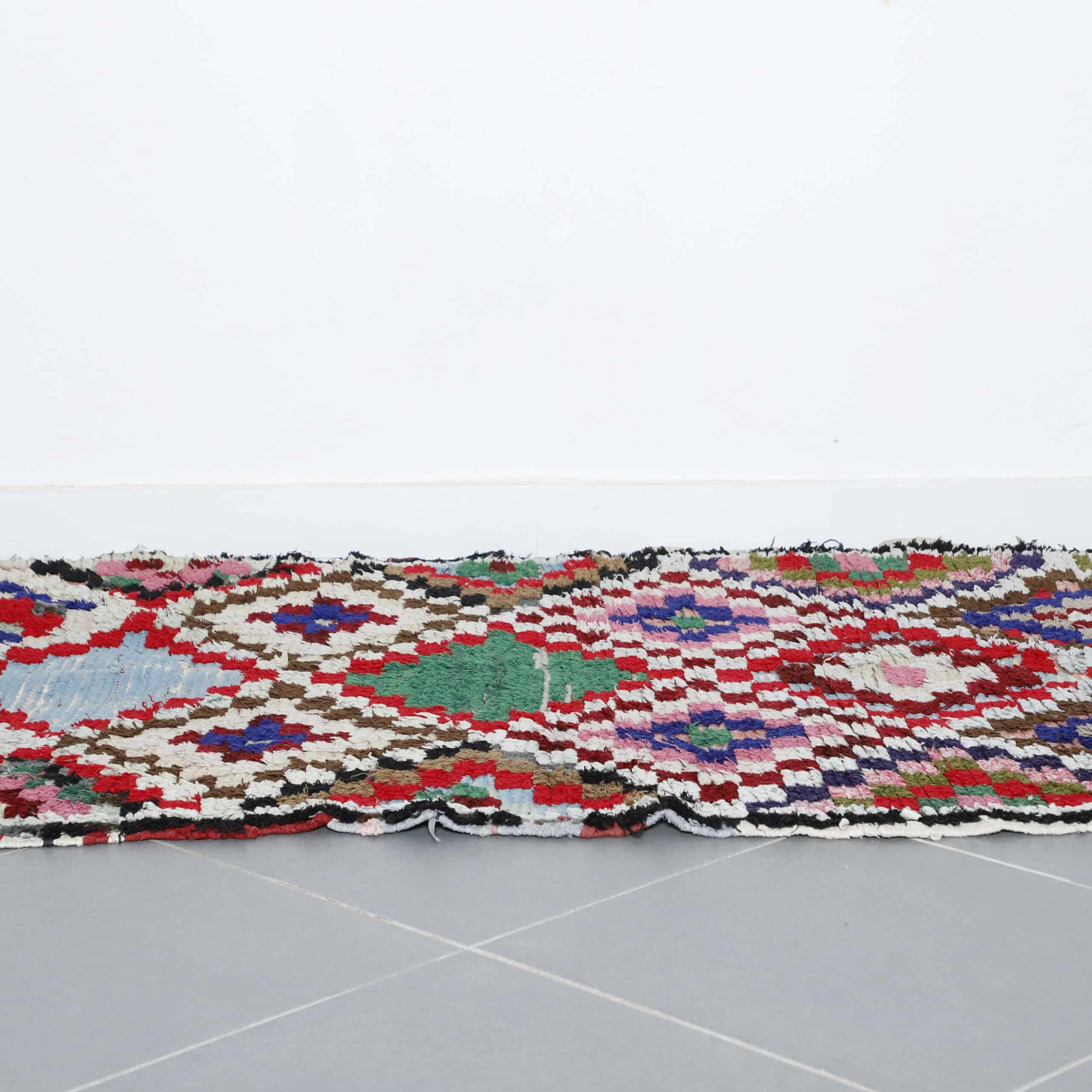 Moroccan Boucherouite Rug with Geometric Patchwork