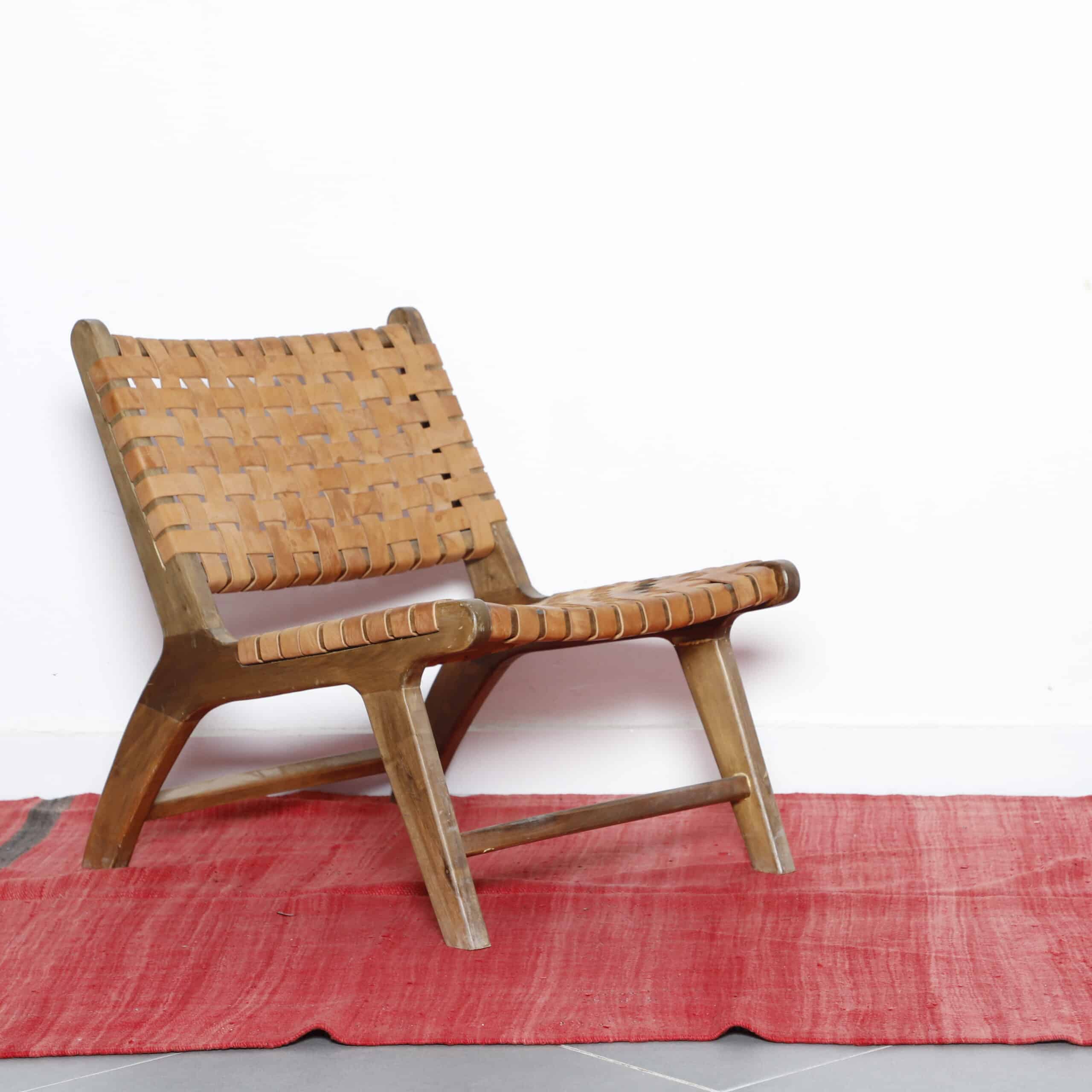 Red Moroccan Kilim rug with Striped Ends