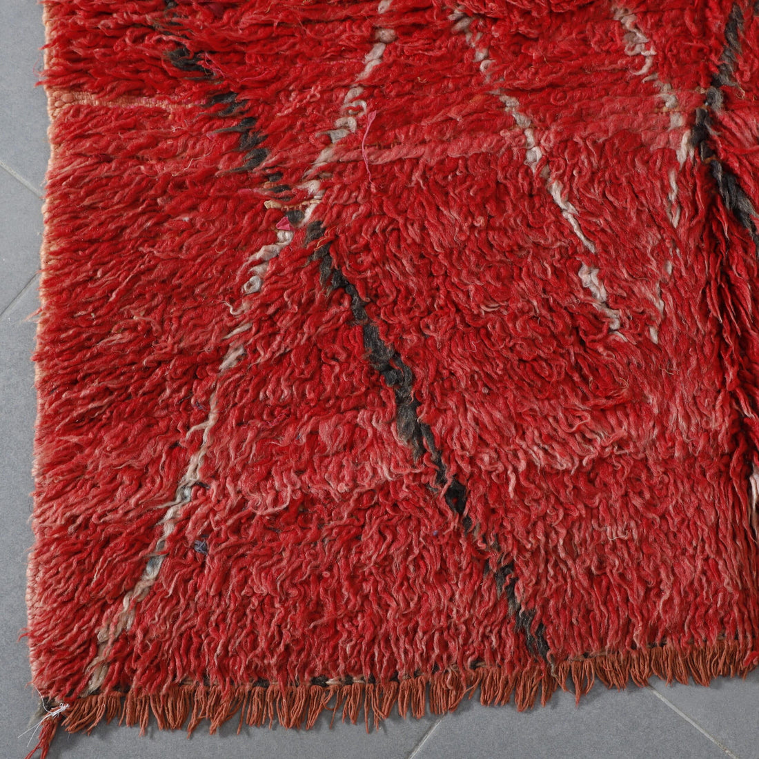 Colorful Moroccan Beni Ourain Rug with Diamond Lattice