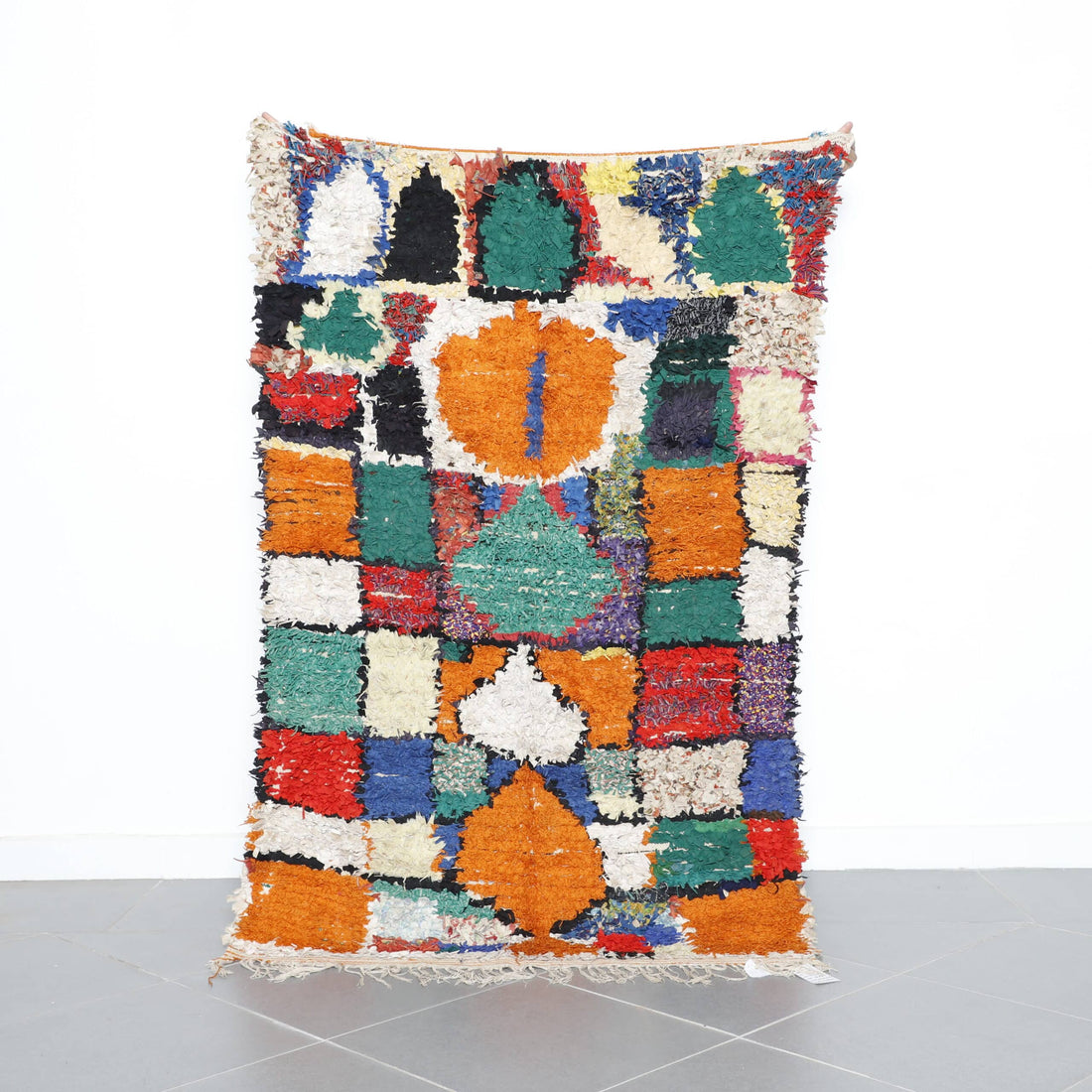 Handmade Colorful Moroccan Boucherouite Rug with Abstract Patchwork