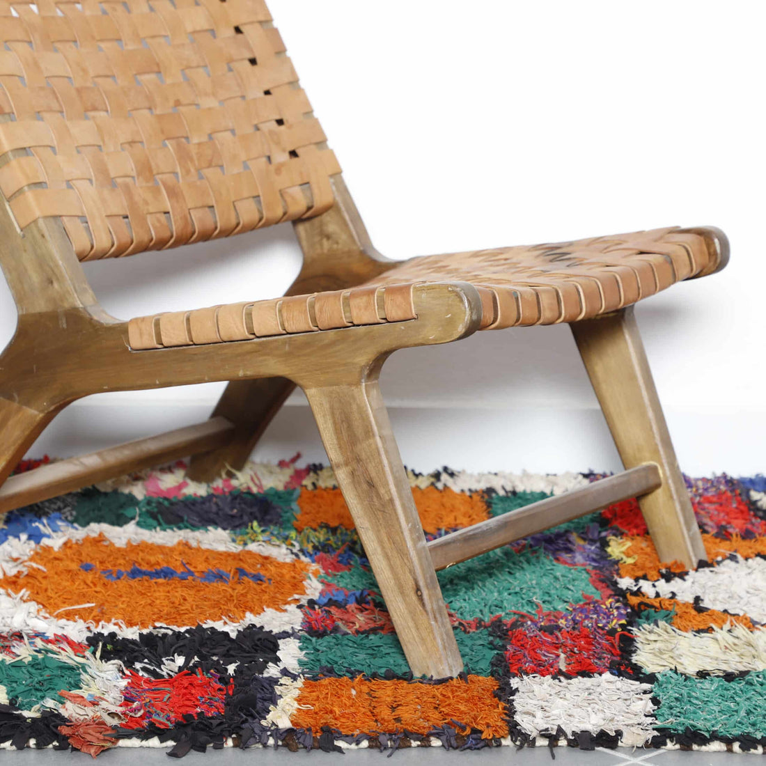 Handmade Colorful Moroccan Boucherouite Rug with Abstract Patchwork