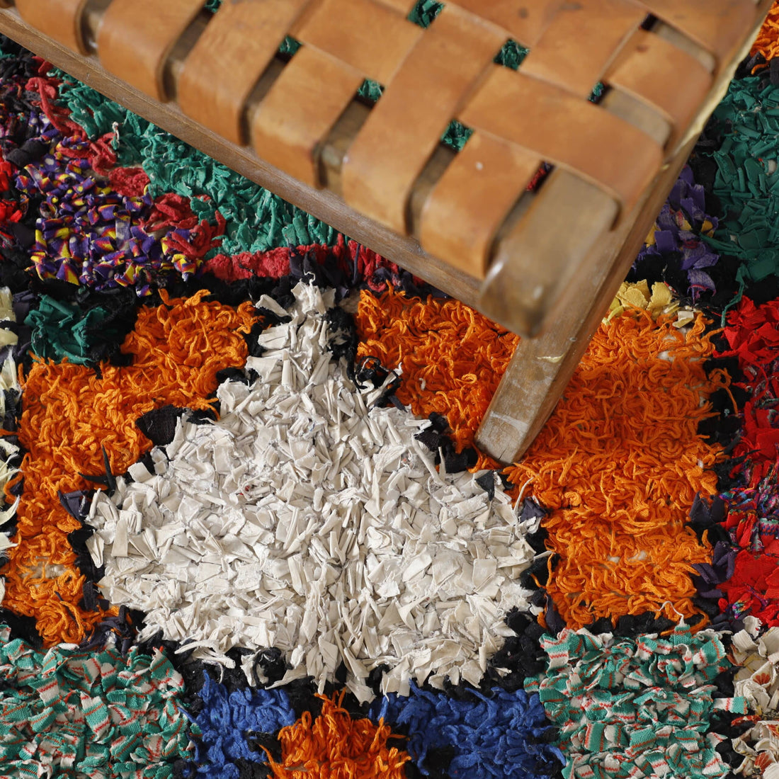 Handmade Colorful Moroccan Boucherouite Rug with Abstract Patchwork