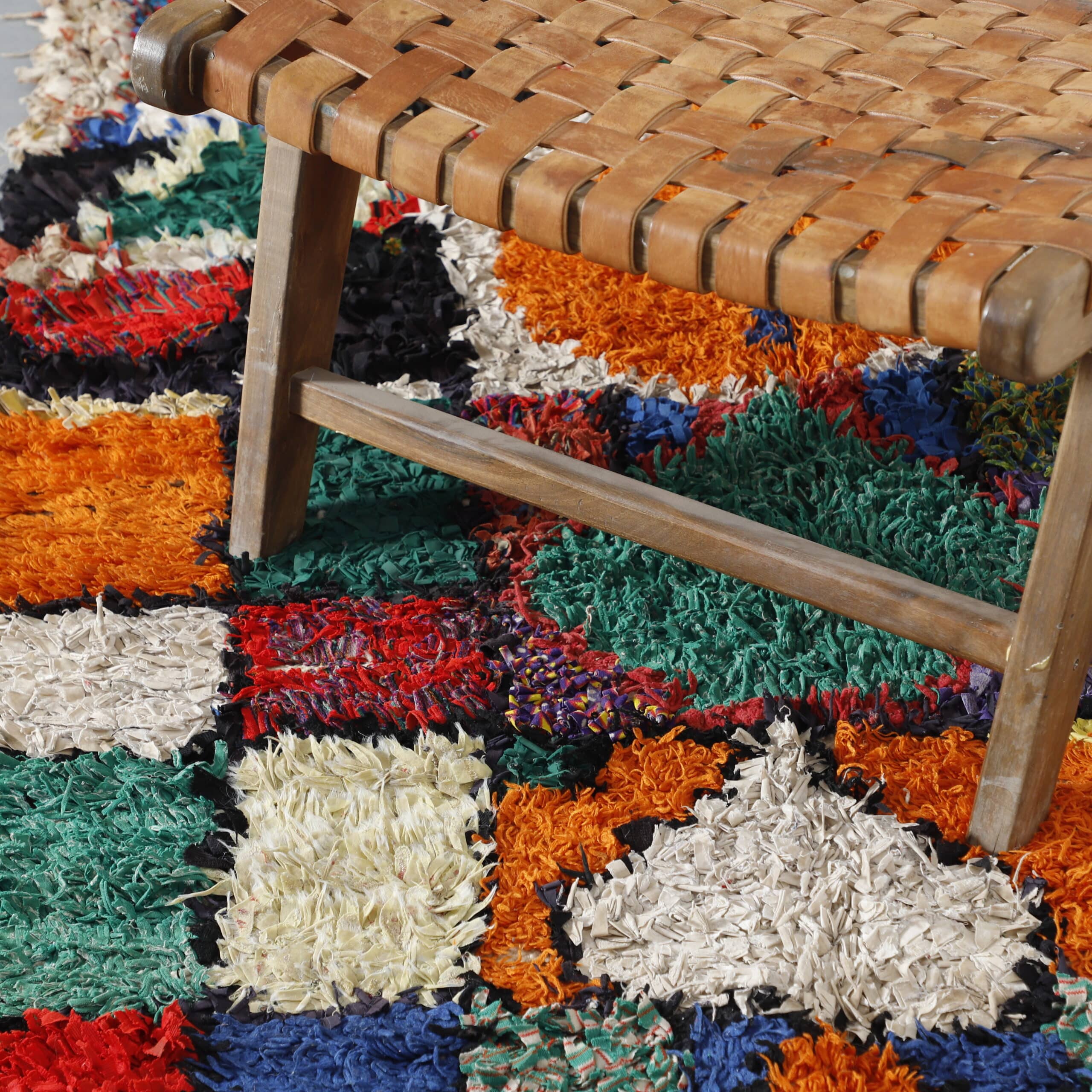 Handmade Colorful Moroccan Boucherouite Rug with Abstract Patchwork