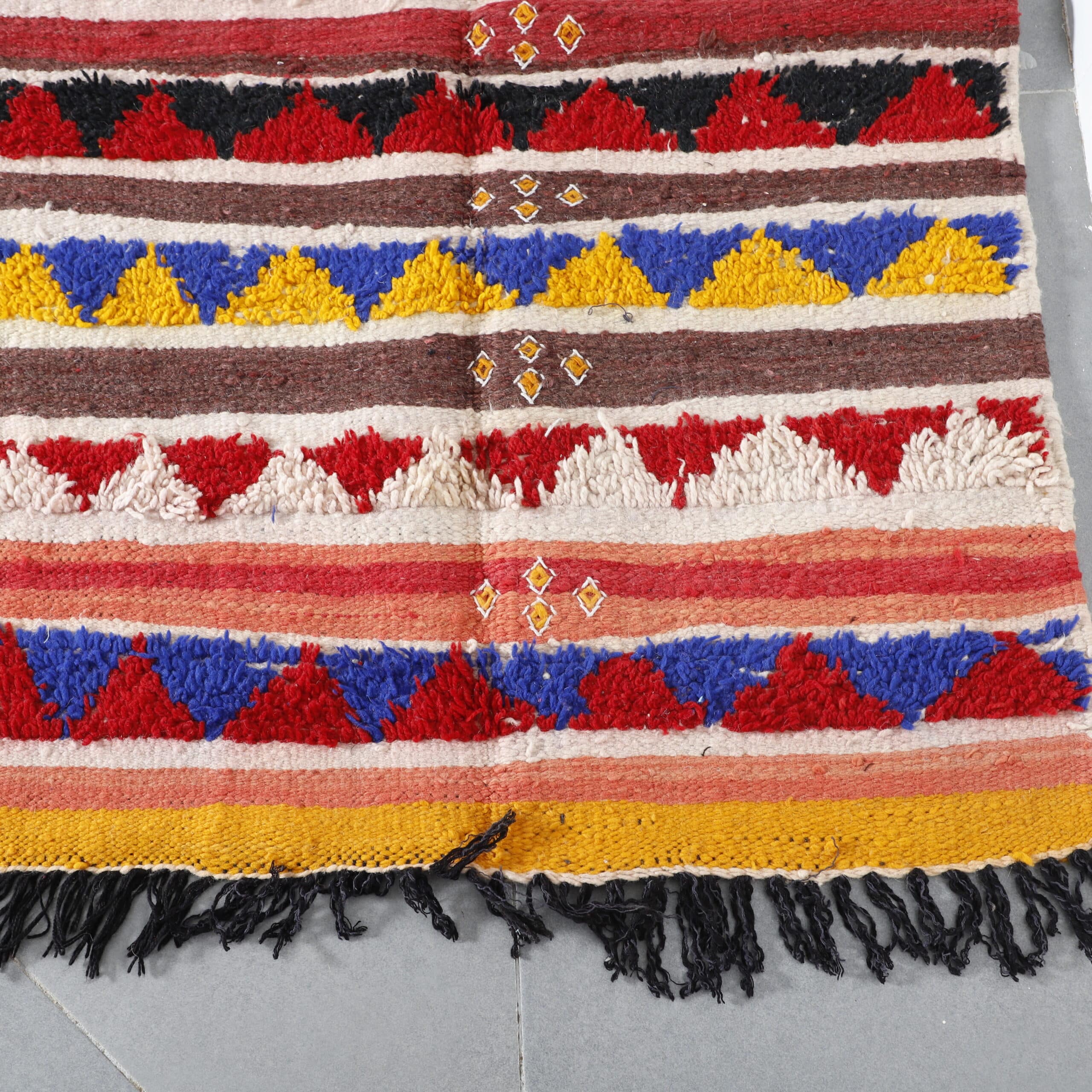 Handmade Colorful Striped Moroccan Kilim rug