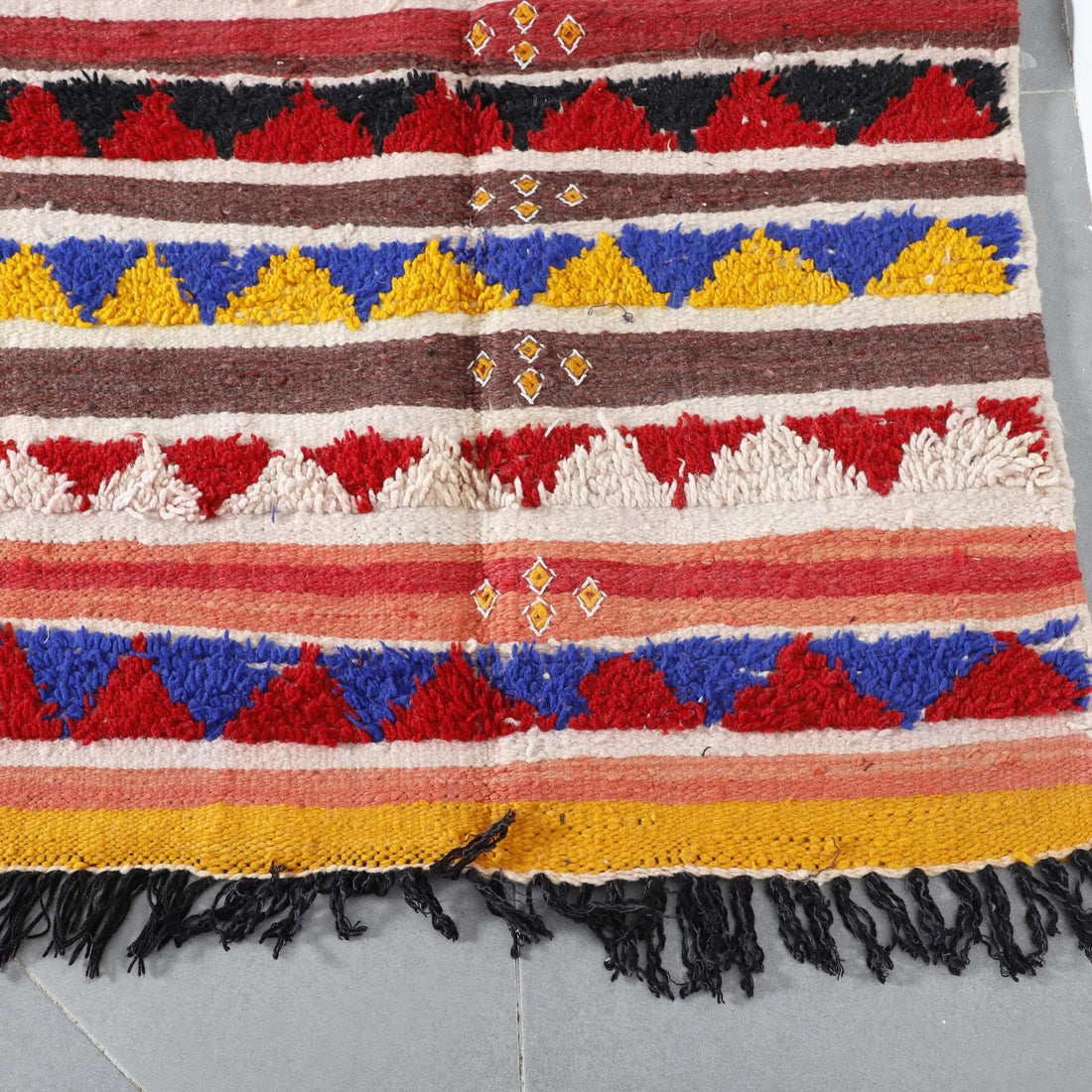 Handmade Colorful Striped Moroccan Kilim rug