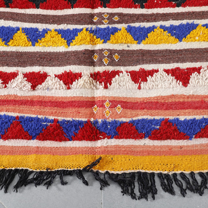 Handmade Colorful Striped Moroccan Kilim rug