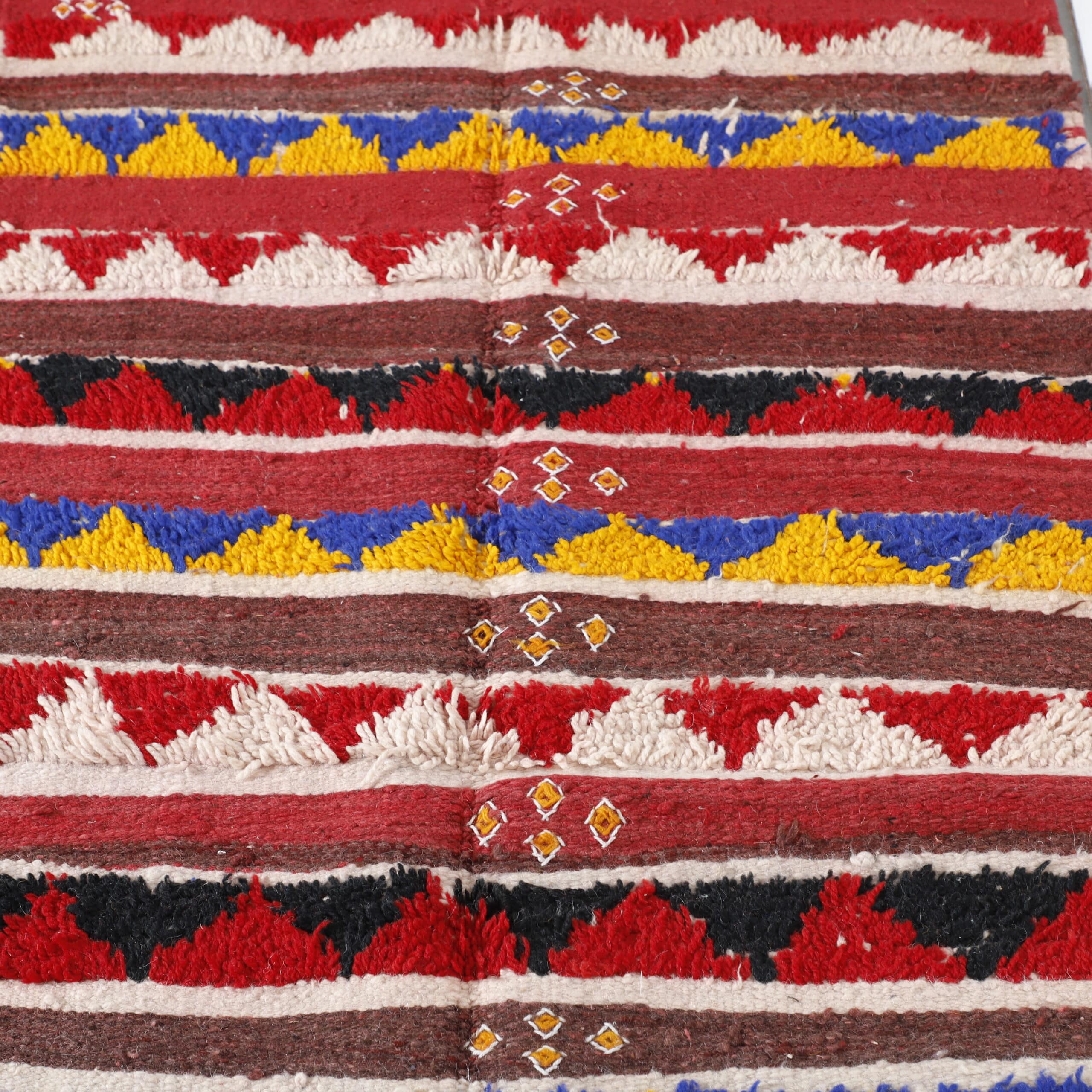 Handmade Colorful Striped Moroccan Kilim rug