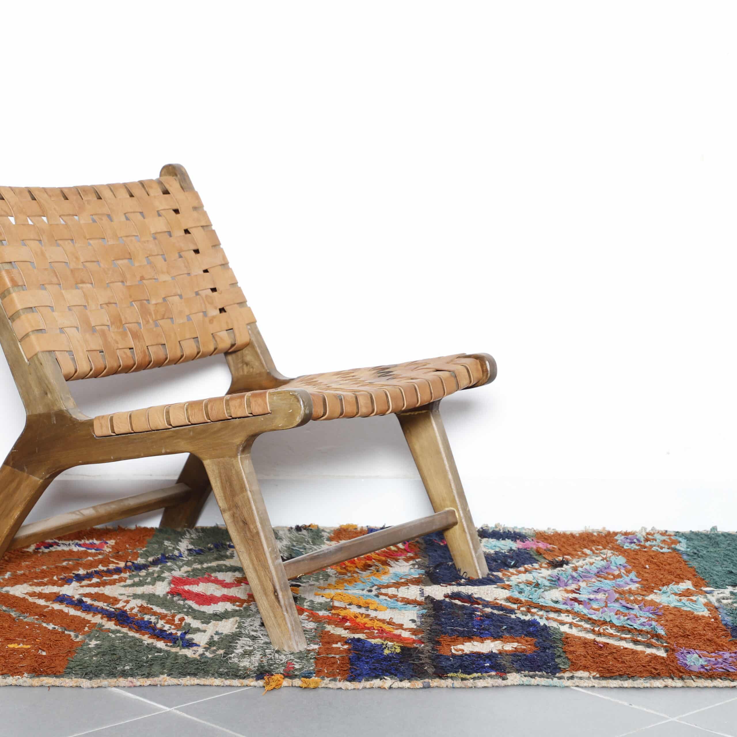 Colorful Moroccan Azilal Rug with Geometric Tree Design