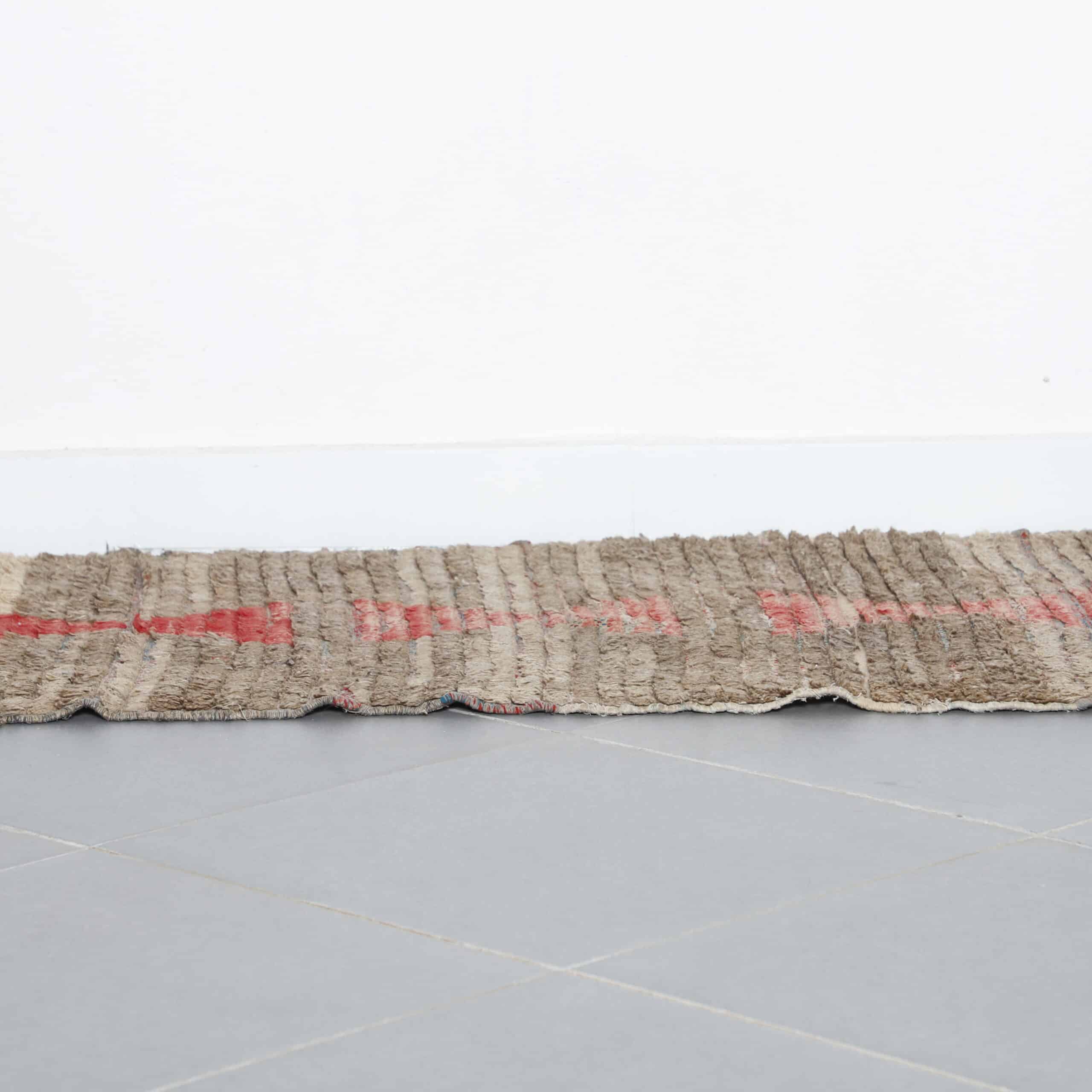 Handmade Moroccan Beni Ourain Runner Rug with Minimalist Geometric Design