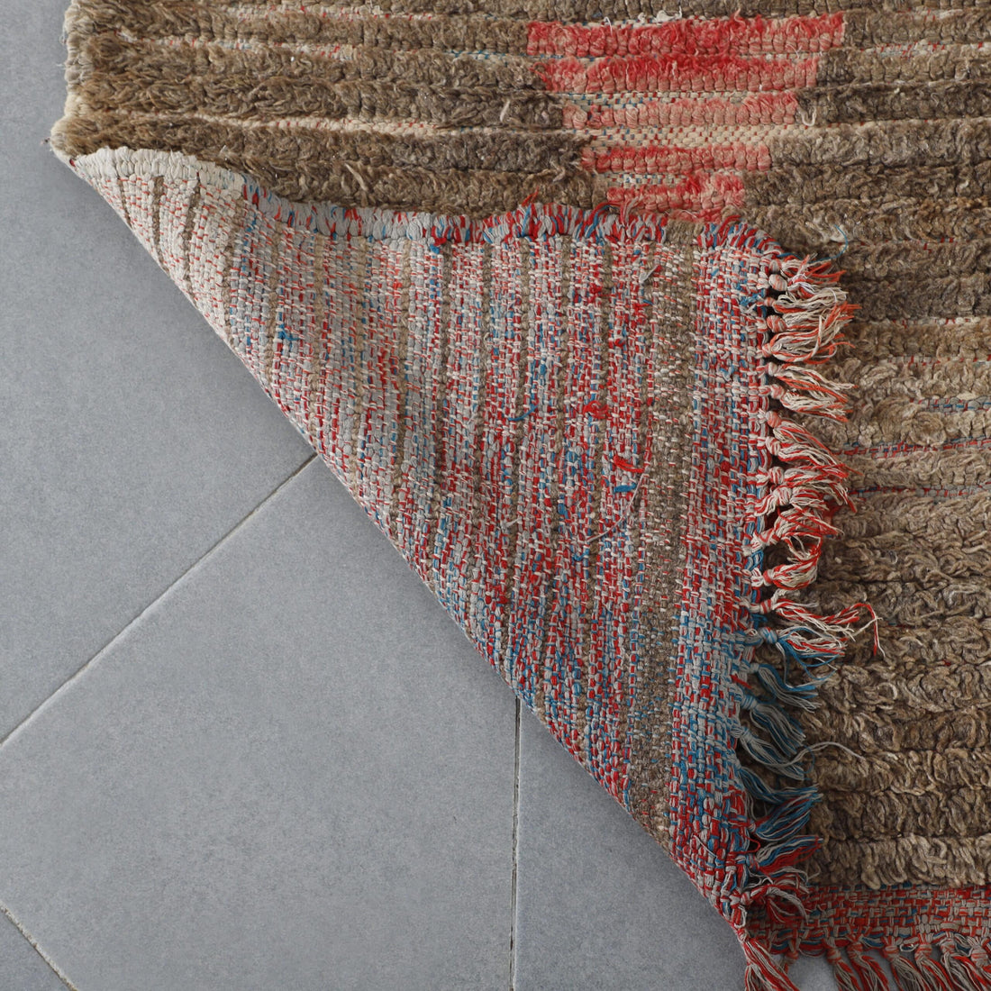Handmade Moroccan Beni Ourain Runner Rug with Minimalist Geometric Design
