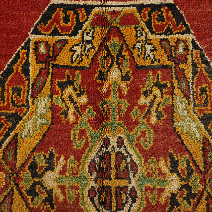 Red Moroccan Berber Glaoui Rug with Central Medallion