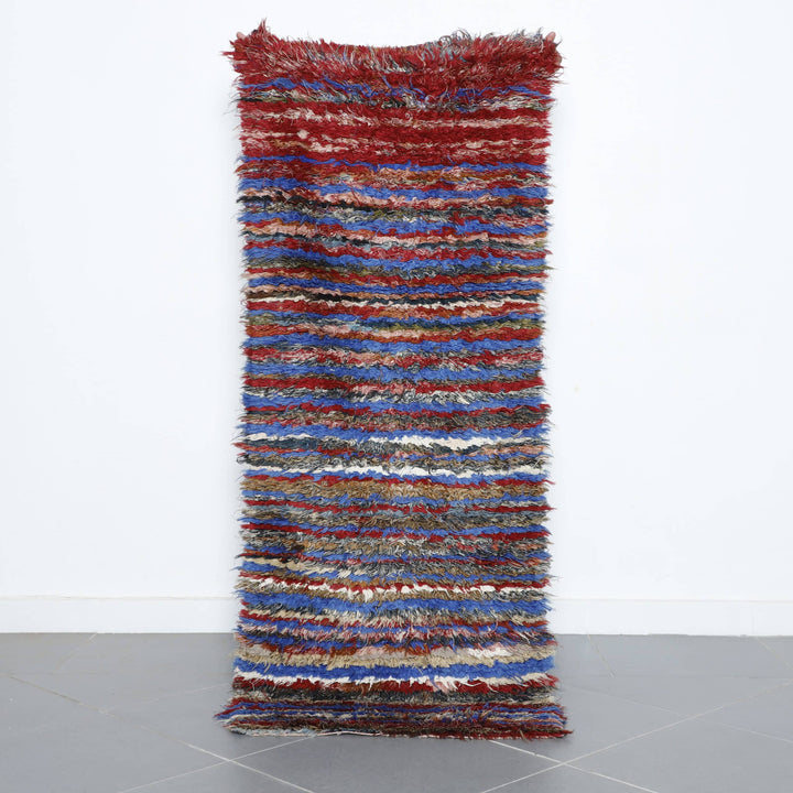 Colorful Moroccan Boucherouite Shag Runner Rug