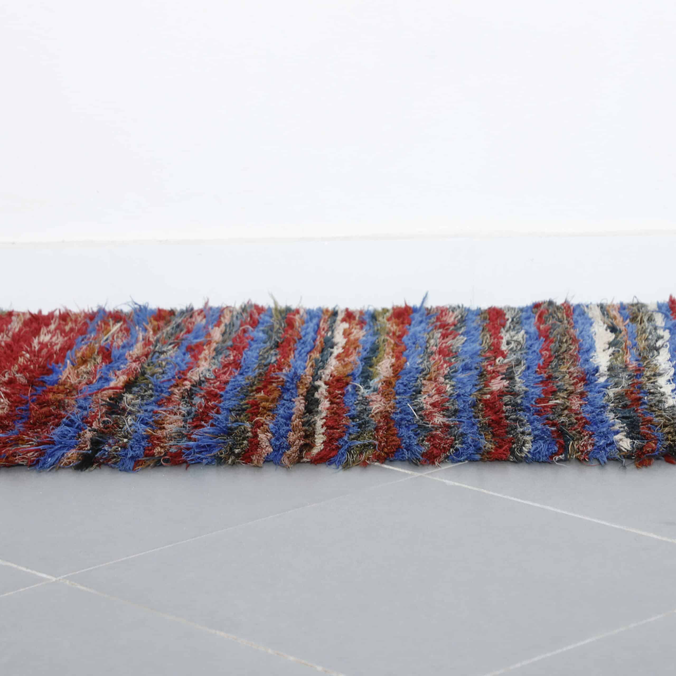 Colorful Moroccan Boucherouite Shag Runner Rug