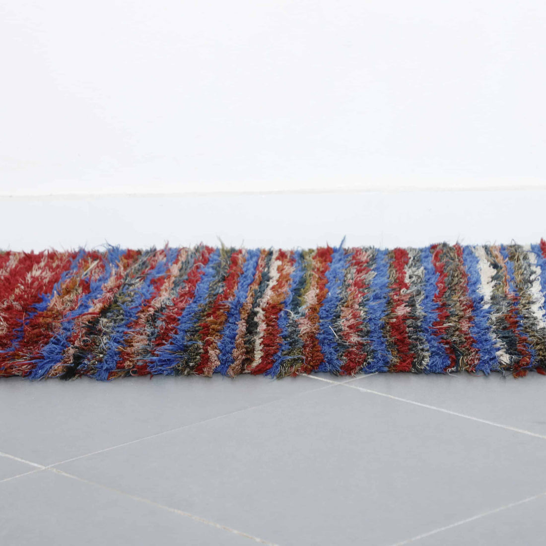 Colorful Moroccan Boucherouite Shag Runner Rug