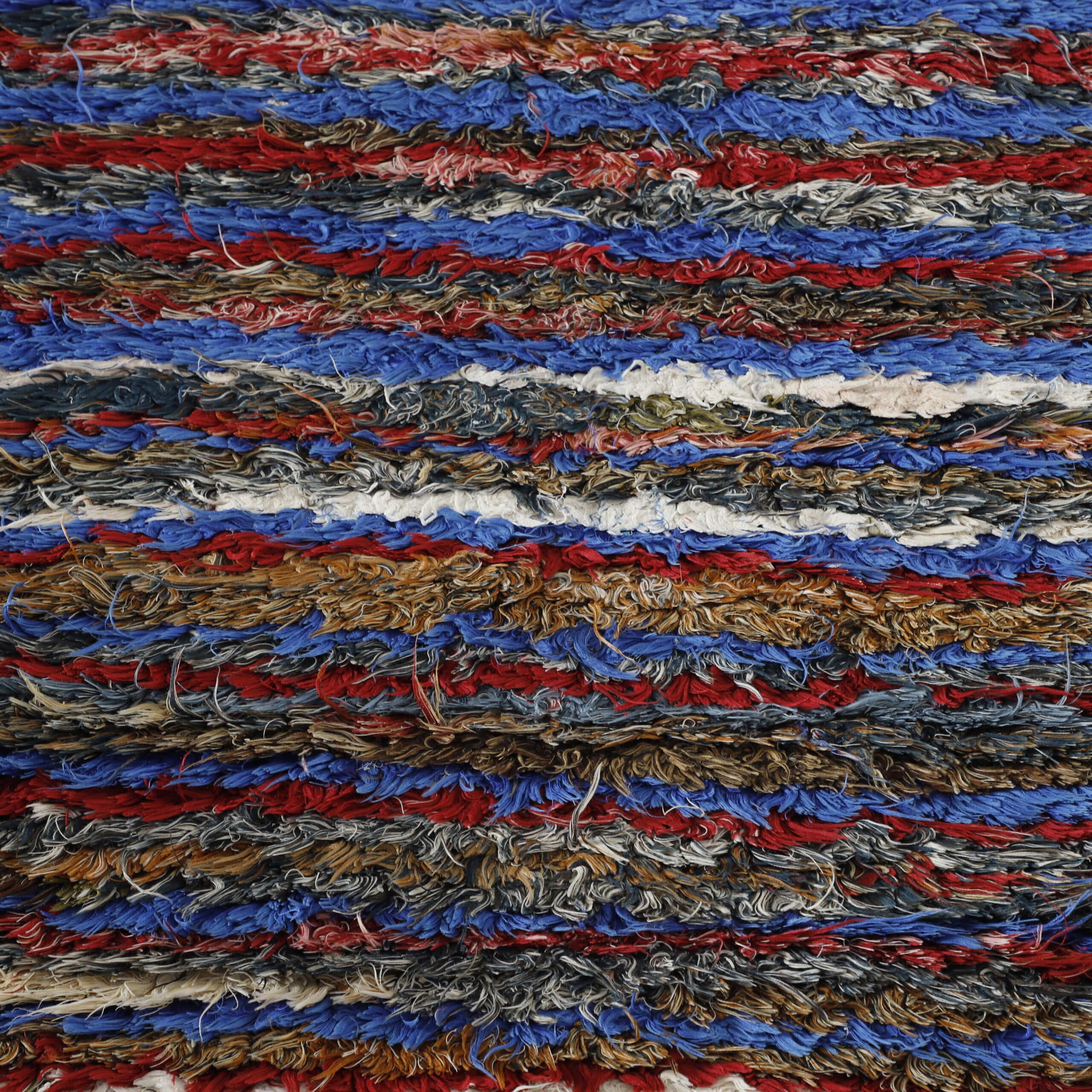 Colorful Moroccan Boucherouite Shag Runner Rug