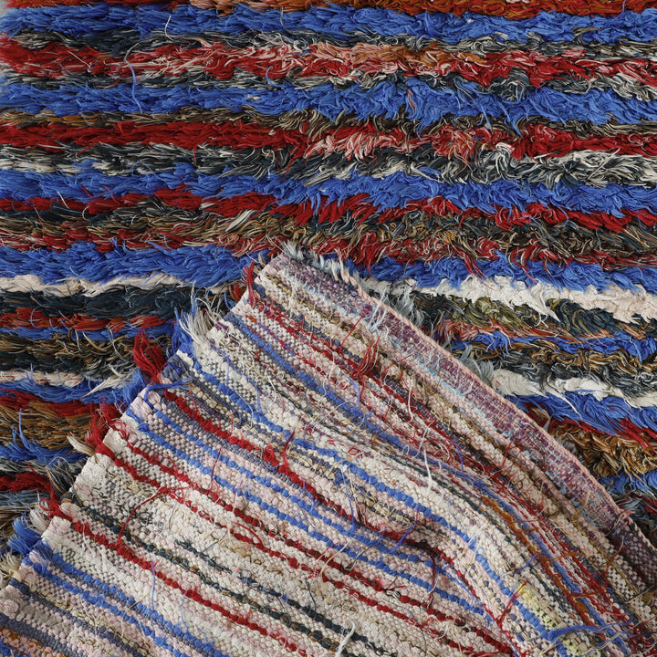 Colorful Moroccan Boucherouite Shag Runner Rug