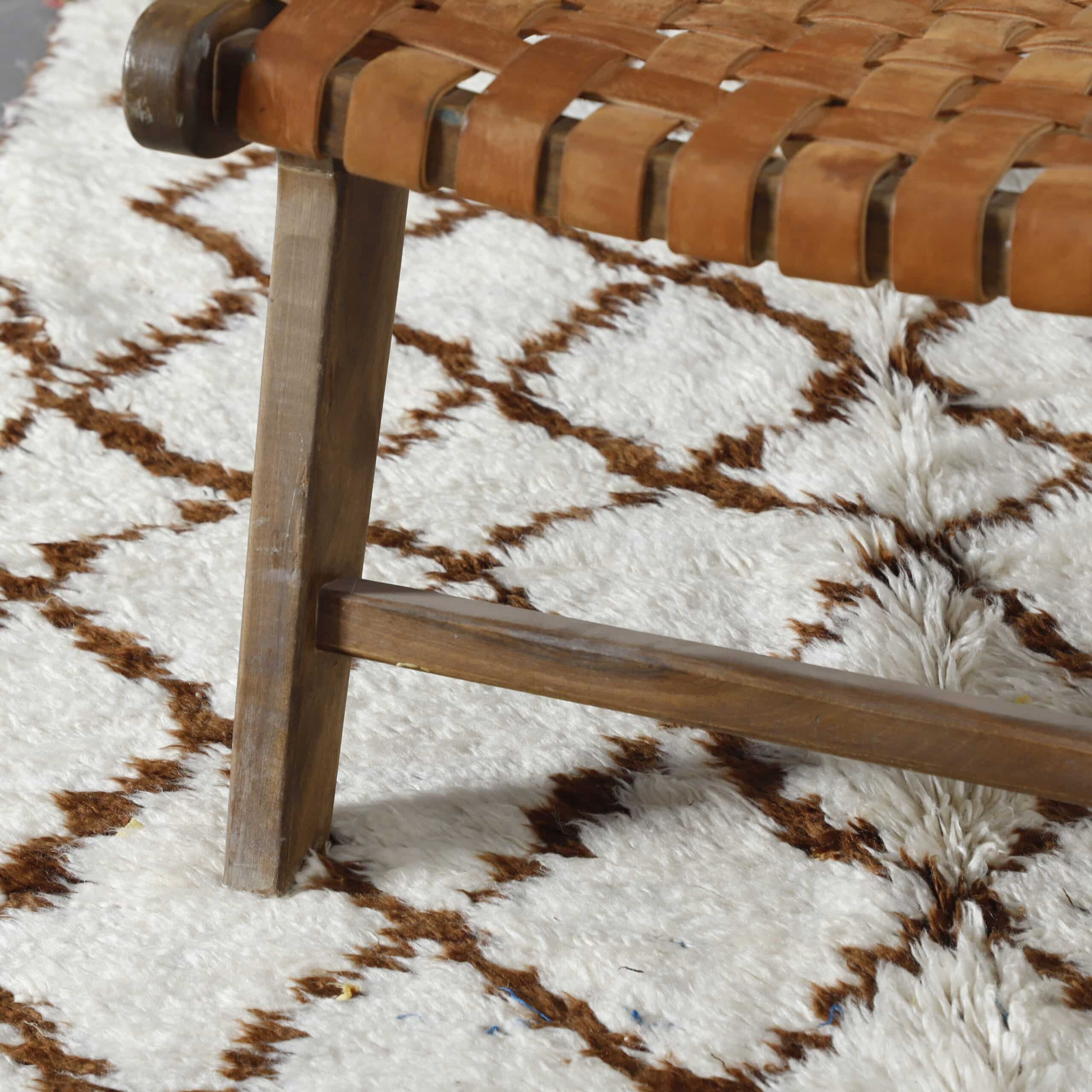 Large Handmade Moroccan Beni Ourain Rug with Classic Diamond Lattice