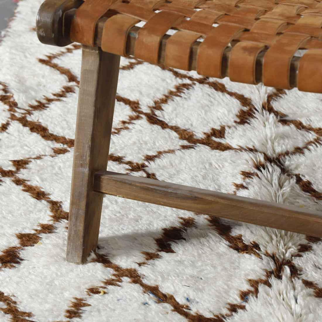 Large Handmade Moroccan Beni Ourain Rug with Classic Diamond Lattice