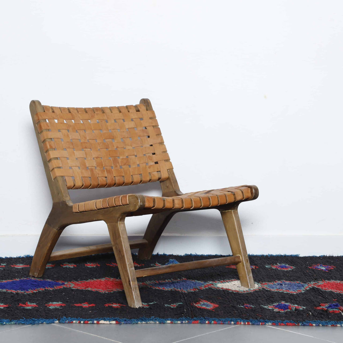 Dark Moroccan Beni Ourain Rug with Colorful Diamonds