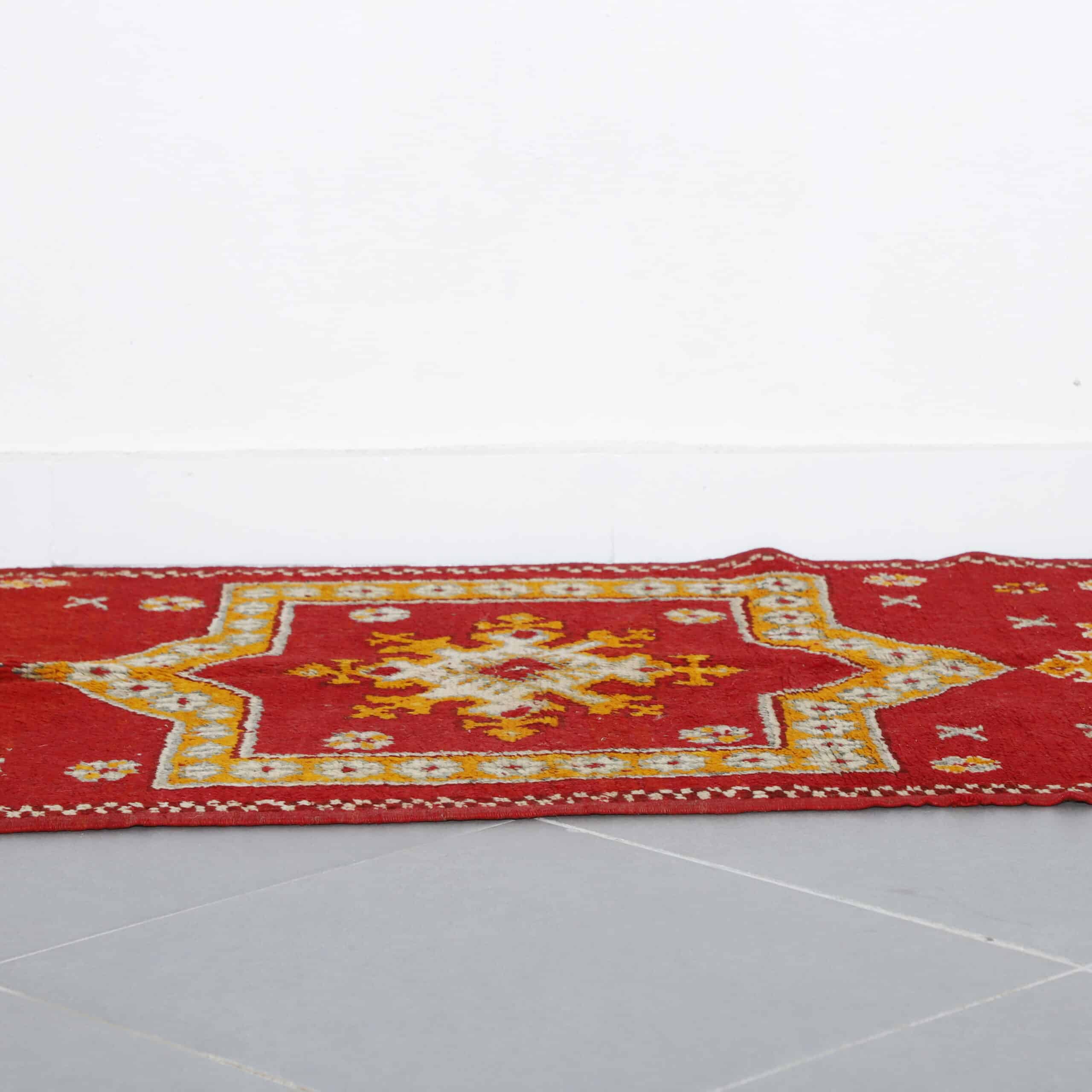 Red Moroccan Berber Glaoui Rug with Geometric Medallions