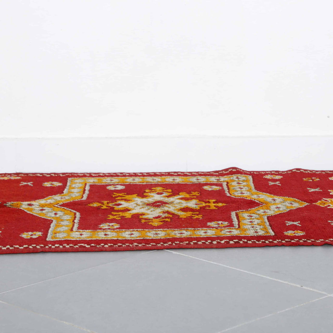 Red Moroccan Berber Glaoui Rug with Geometric Medallions