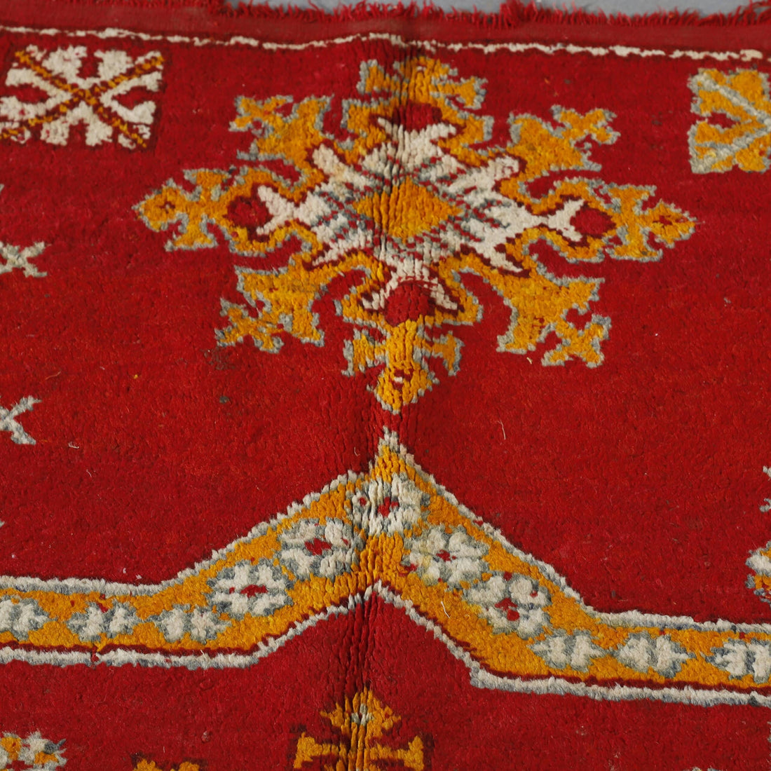 Red Moroccan Berber Glaoui Rug with Geometric Medallions