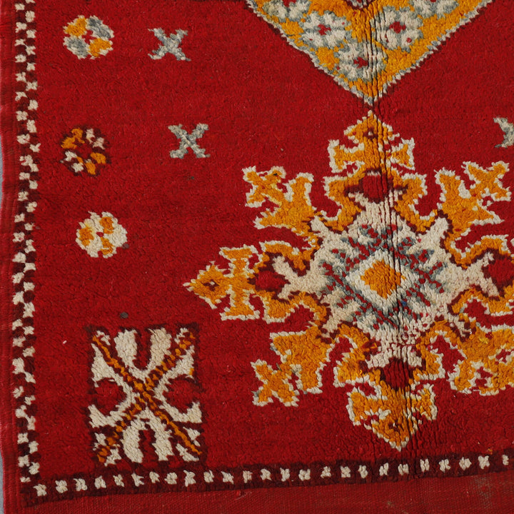 Red Moroccan Berber Glaoui Rug with Geometric Medallions