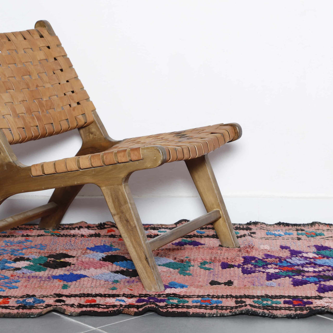 Colorful Moroccan Azilal Rug with Geometric Diamonds