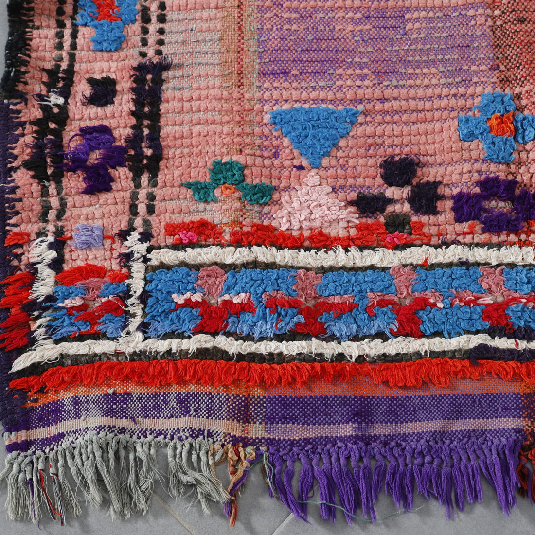 Colorful Moroccan Azilal Rug with Geometric Diamonds