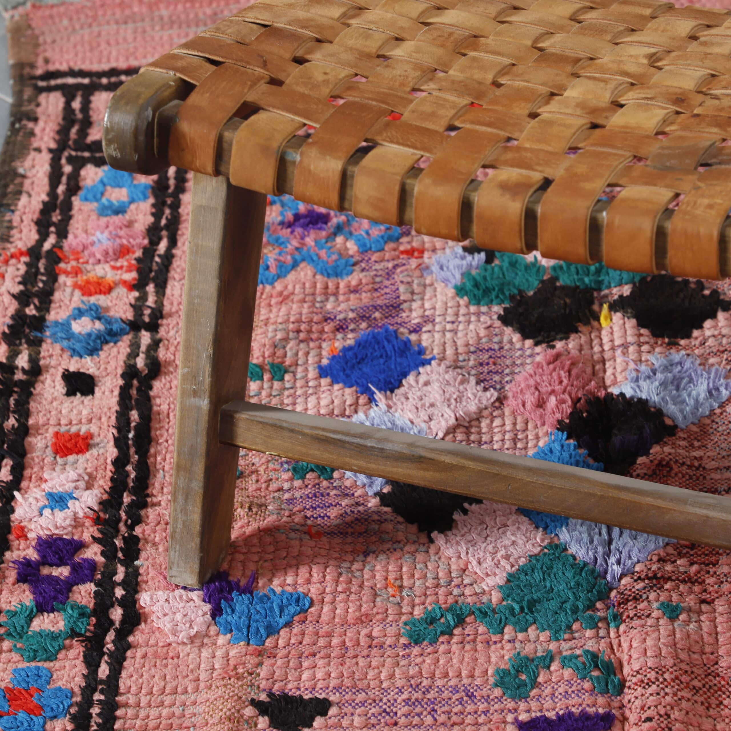 Colorful Moroccan Azilal Rug with Geometric Diamonds