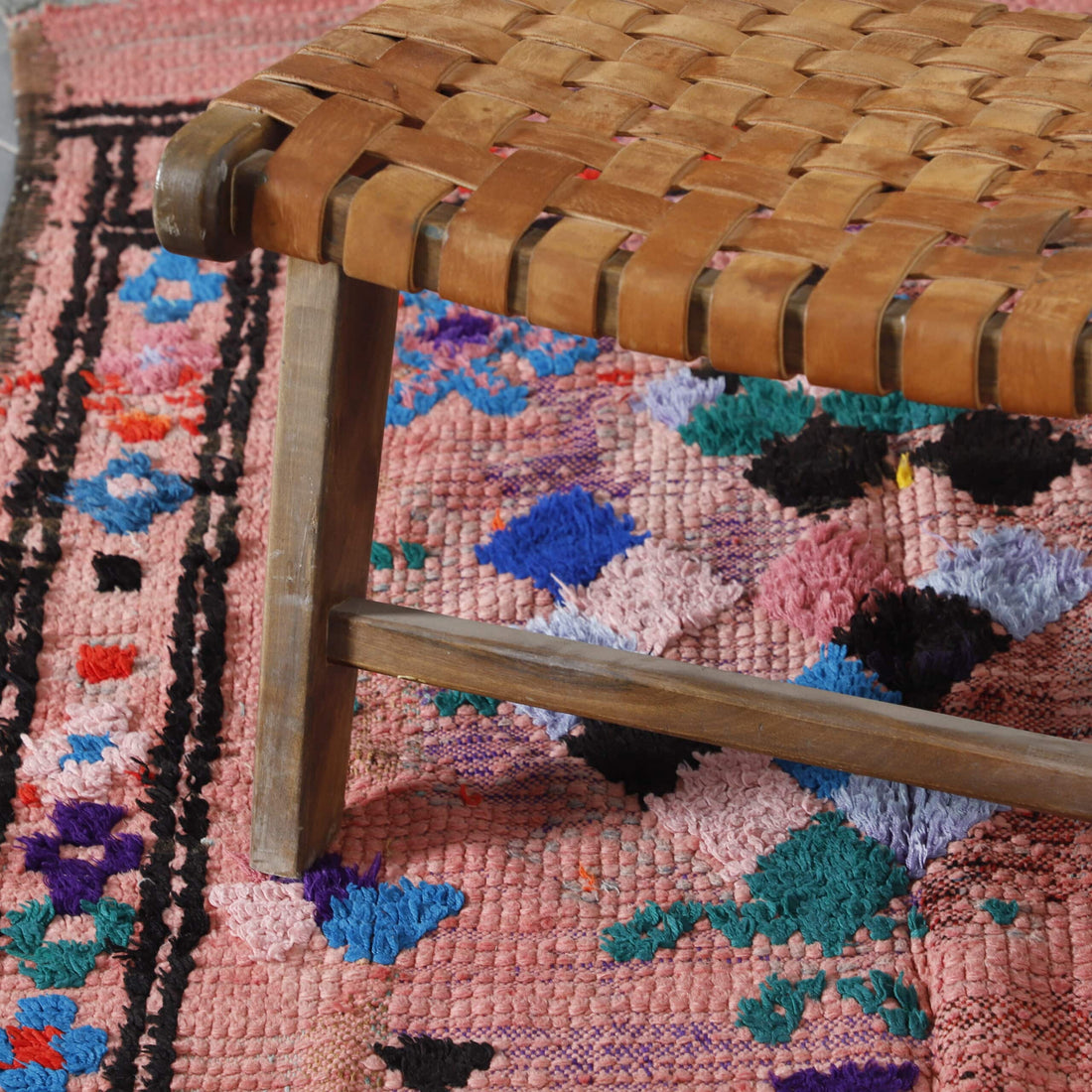Colorful Moroccan Azilal Rug with Geometric Diamonds