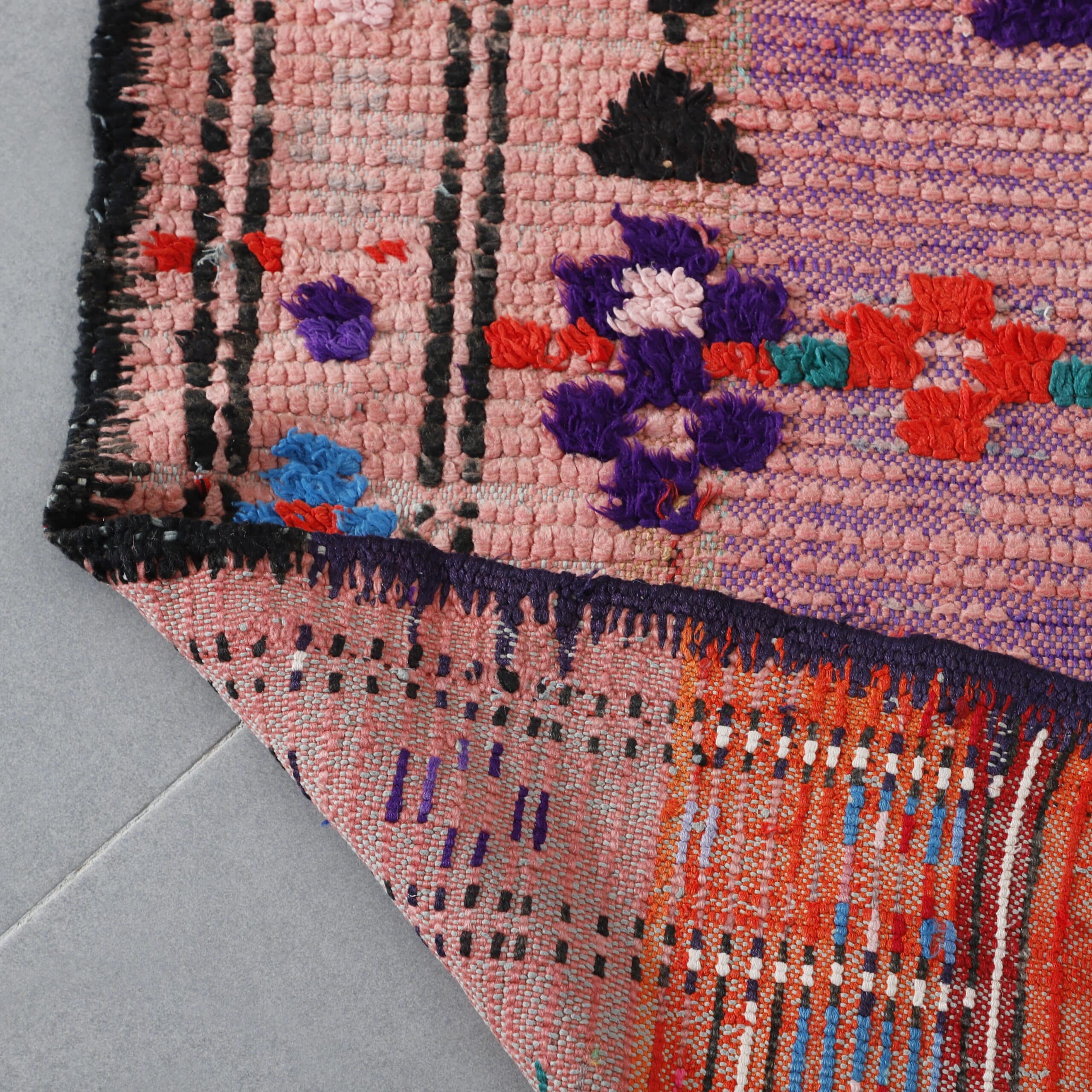 Colorful Moroccan Azilal Rug with Geometric Diamonds