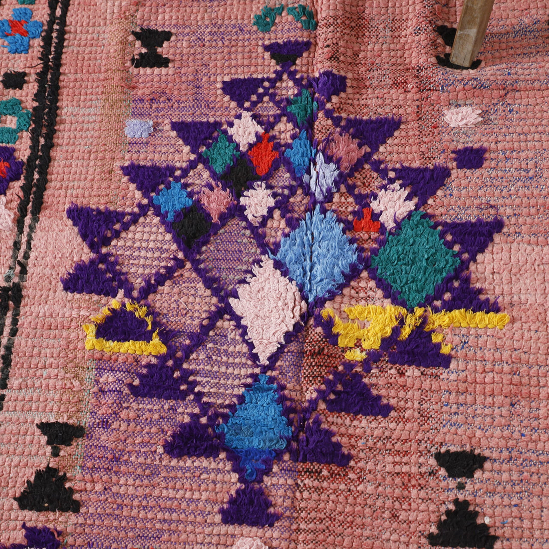 Colorful Moroccan Azilal Rug with Geometric Diamonds