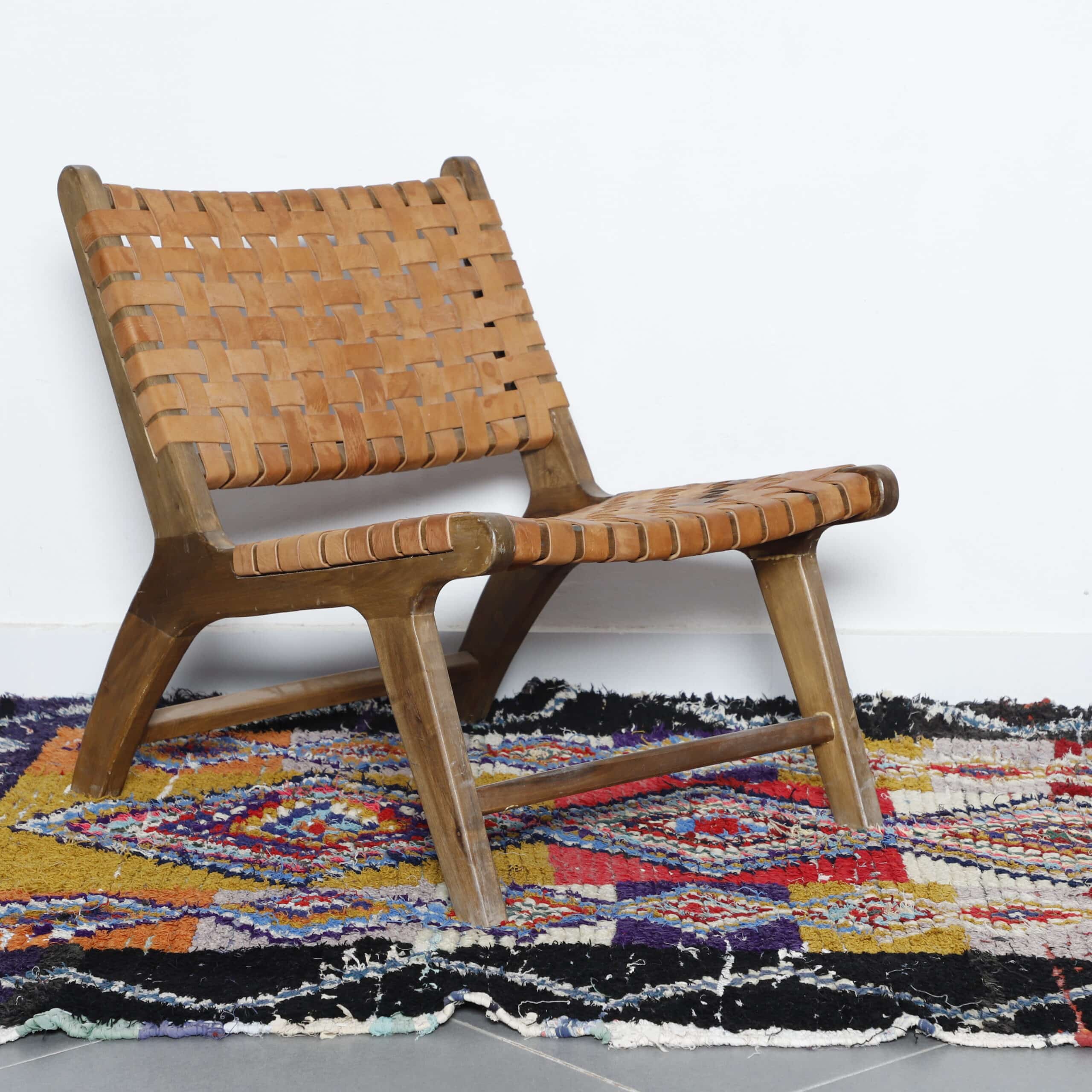 Colorful Moroccan Boucherouite Rug with Geometric Diamonds