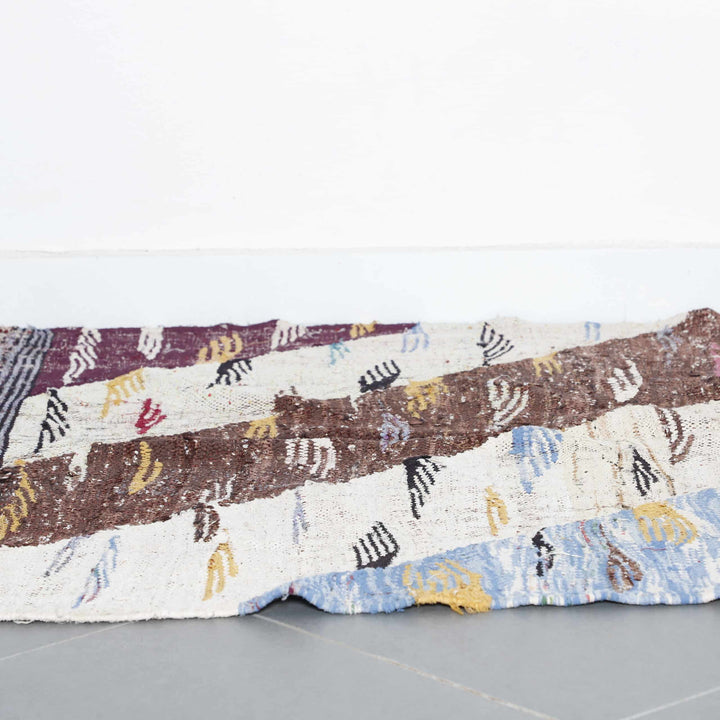 Moroccan Boucherouite Rug with Diagonal Stripes