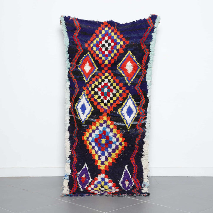 Colorful Moroccan Azilal Rug with Diamond Motifs