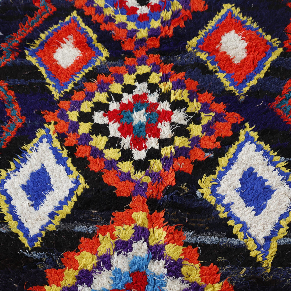 Colorful Moroccan Azilal Rug with Diamond Motifs