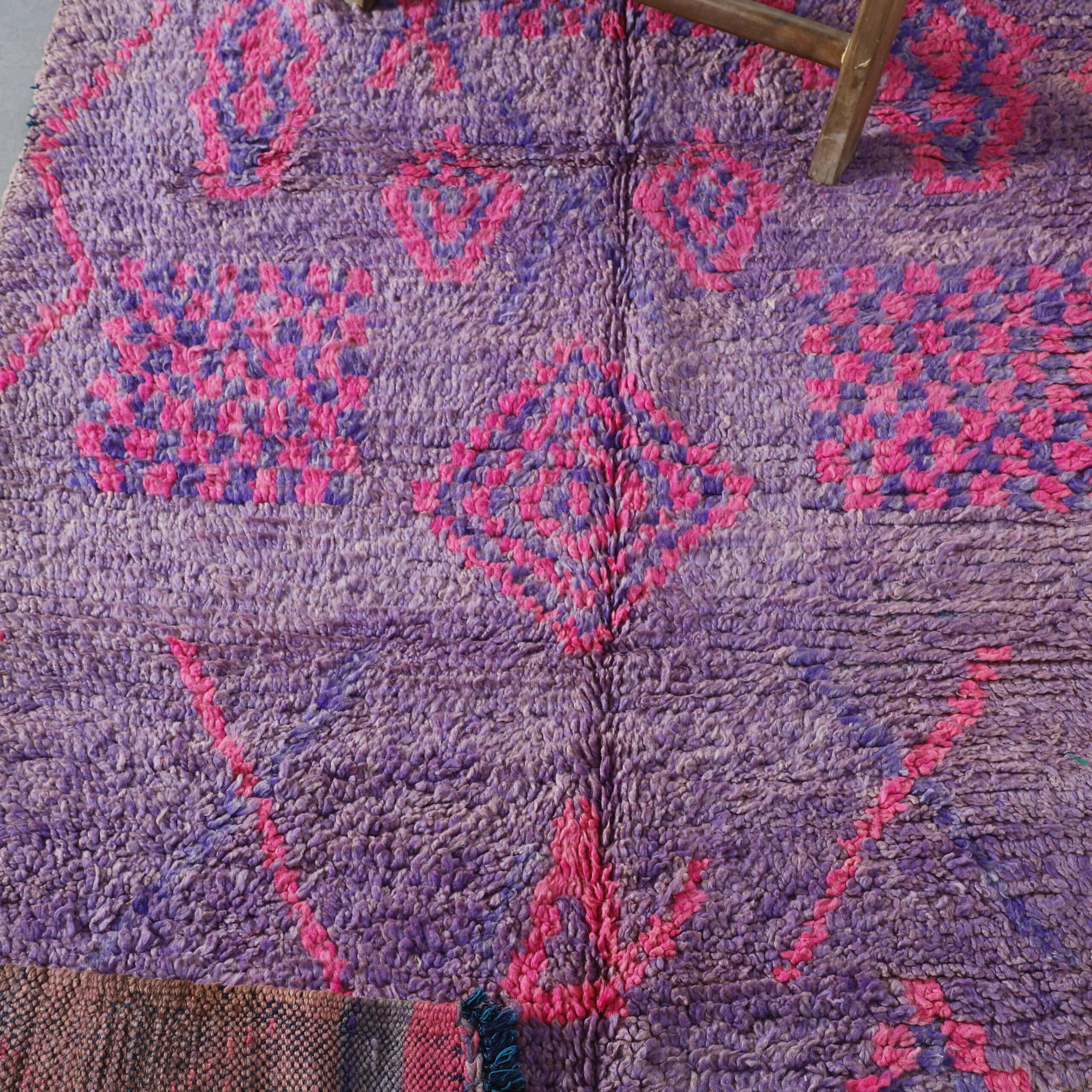 Colorful Moroccan Beni Ourain Rug with Geometric Motifs