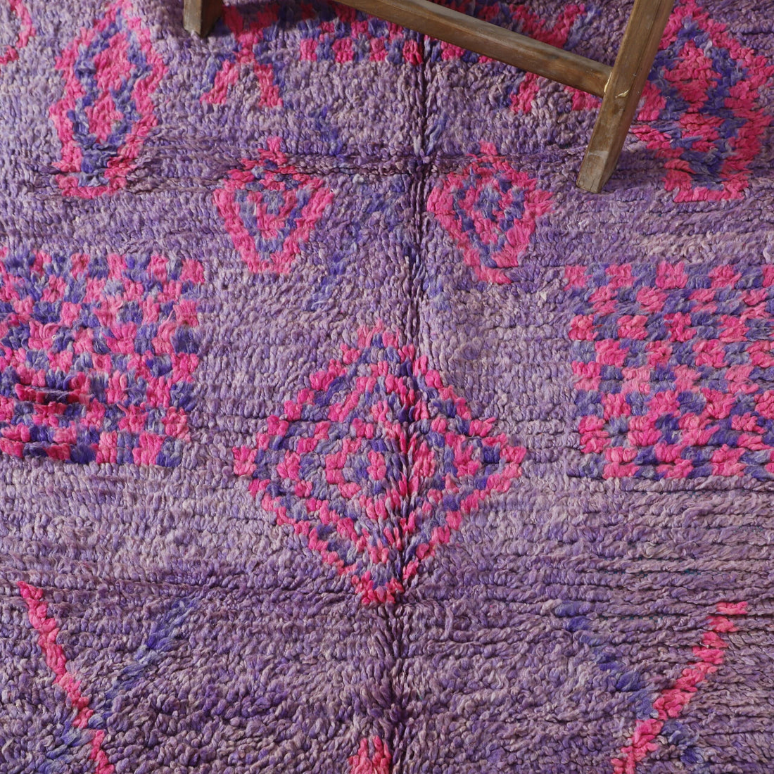 Colorful Moroccan Beni Ourain Rug with Geometric Motifs