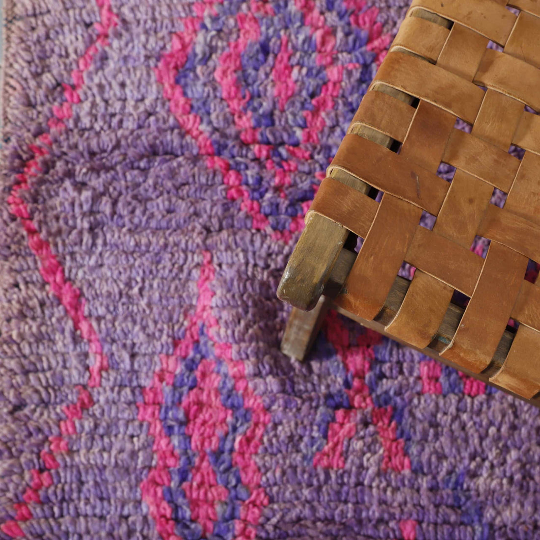 Colorful Moroccan Beni Ourain Rug with Geometric Motifs