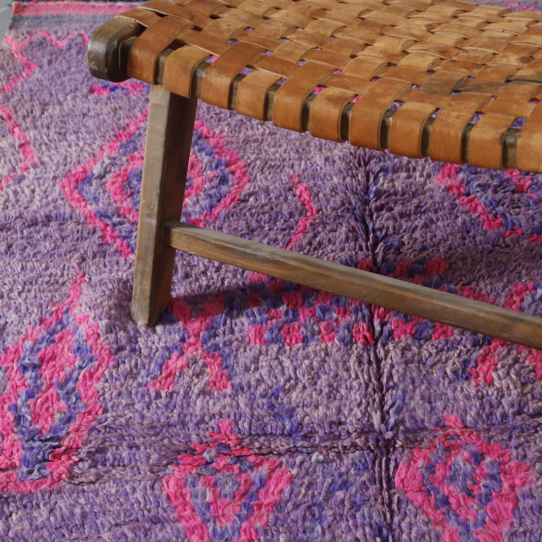 Colorful Moroccan Beni Ourain Rug with Geometric Motifs