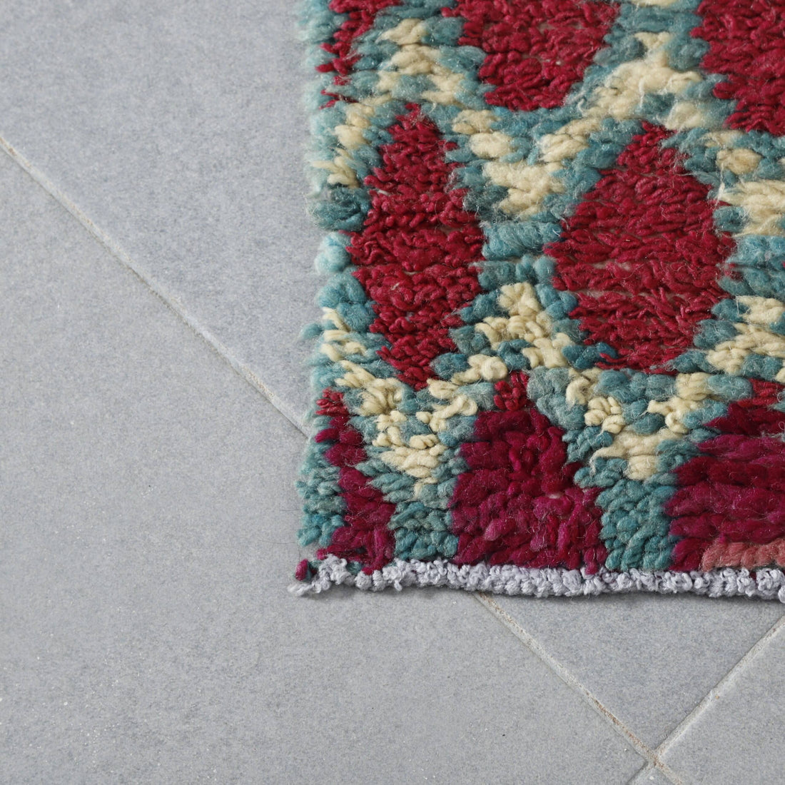 Colorful Moroccan Beni Ourain Rug with Diamond Pattern