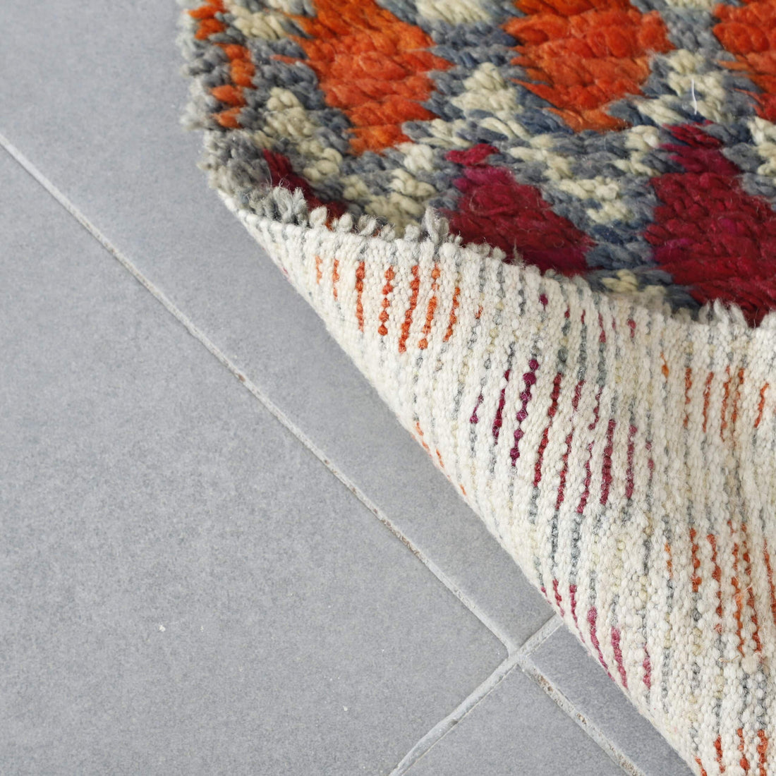 Colorful Moroccan Beni Ourain Rug with Diamond Pattern