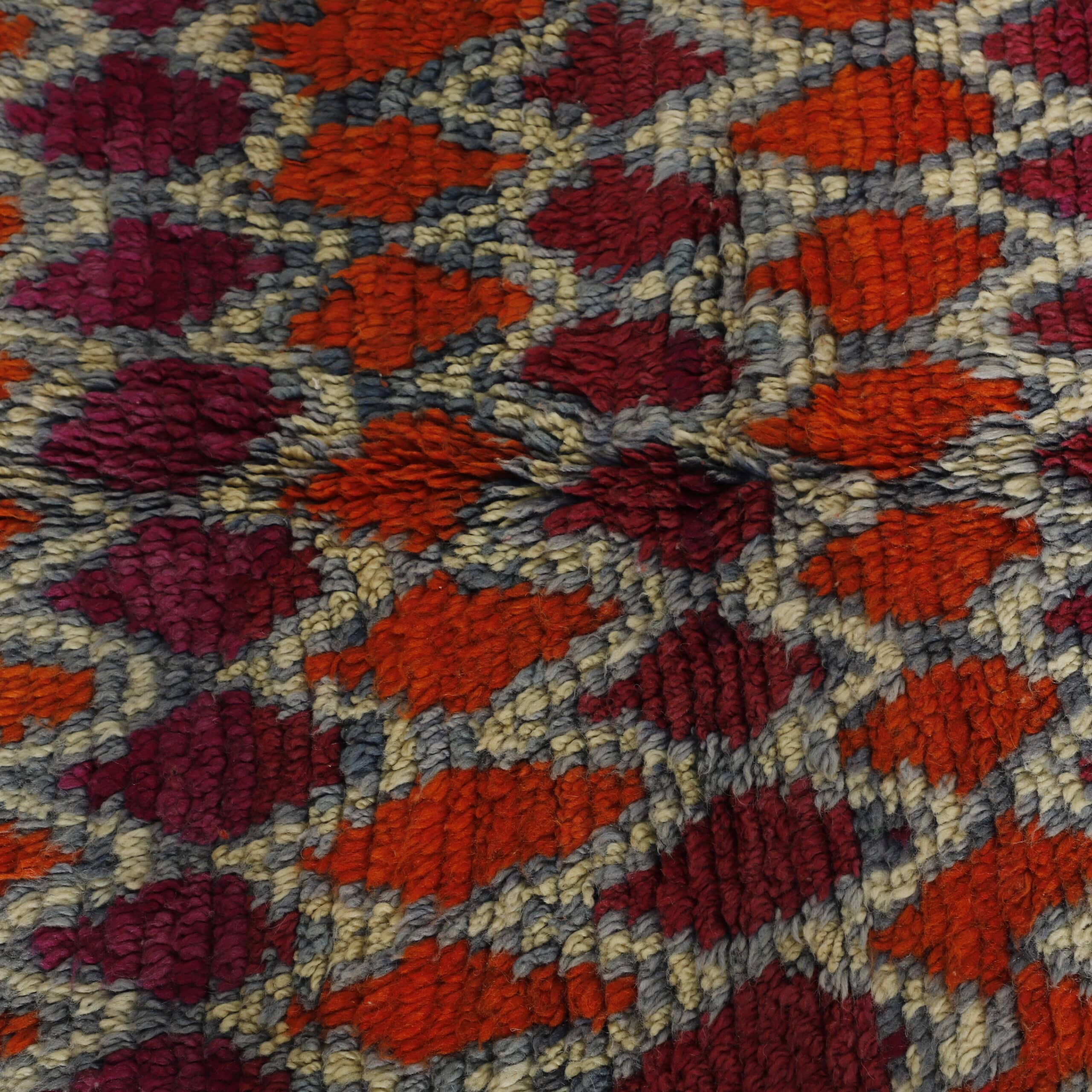Colorful Moroccan Beni Ourain Rug with Diamond Pattern