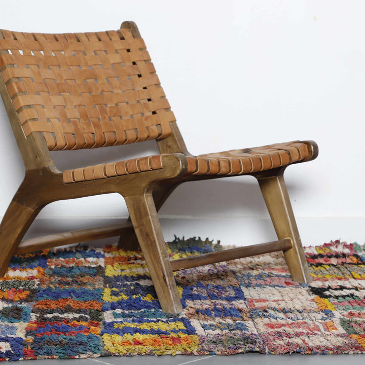 Handmade Moroccan Boucherouite Rug with Colorful
