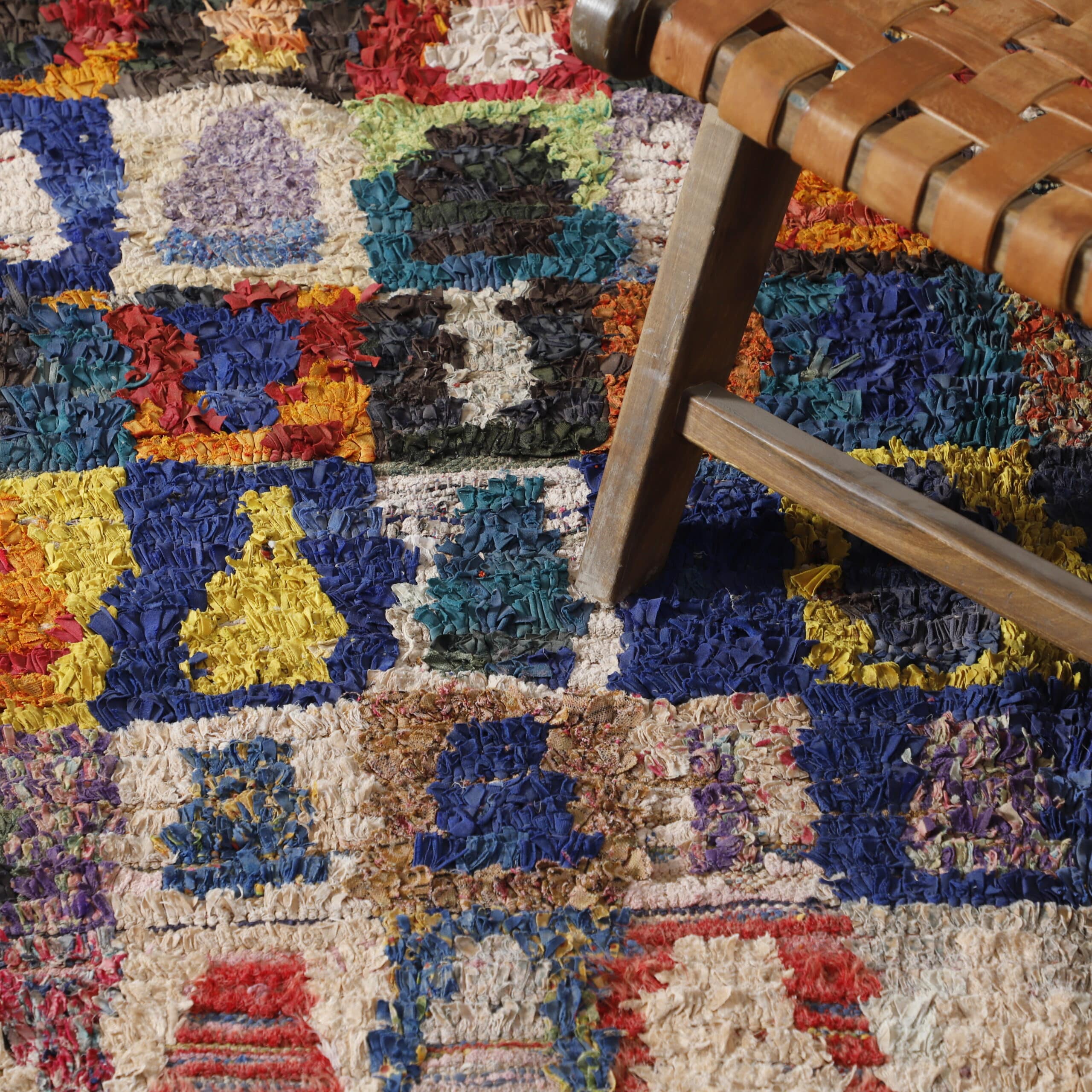 Handmade Moroccan Boucherouite Rug with Colorful