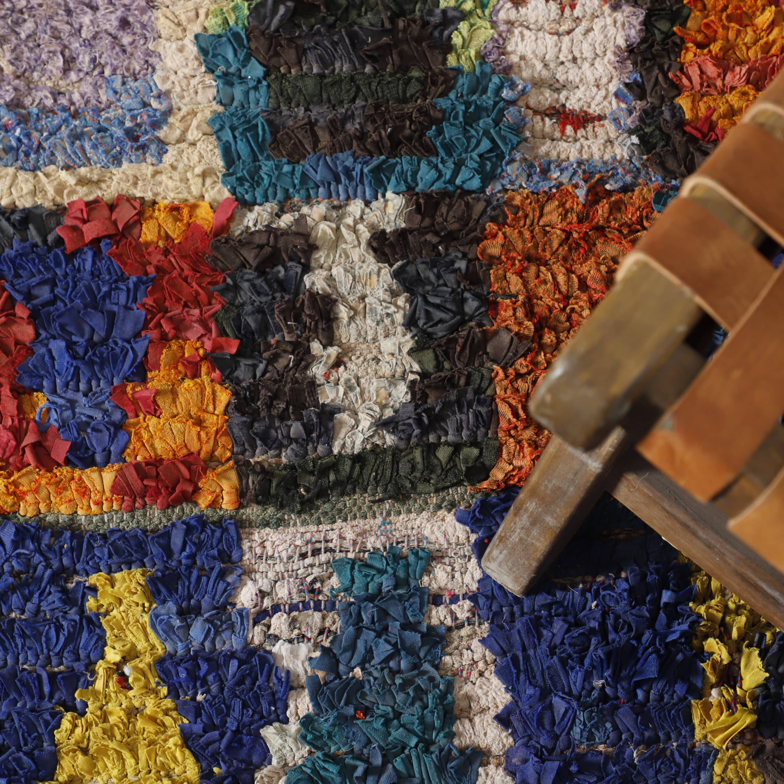 Handmade Moroccan Boucherouite Rug with Colorful