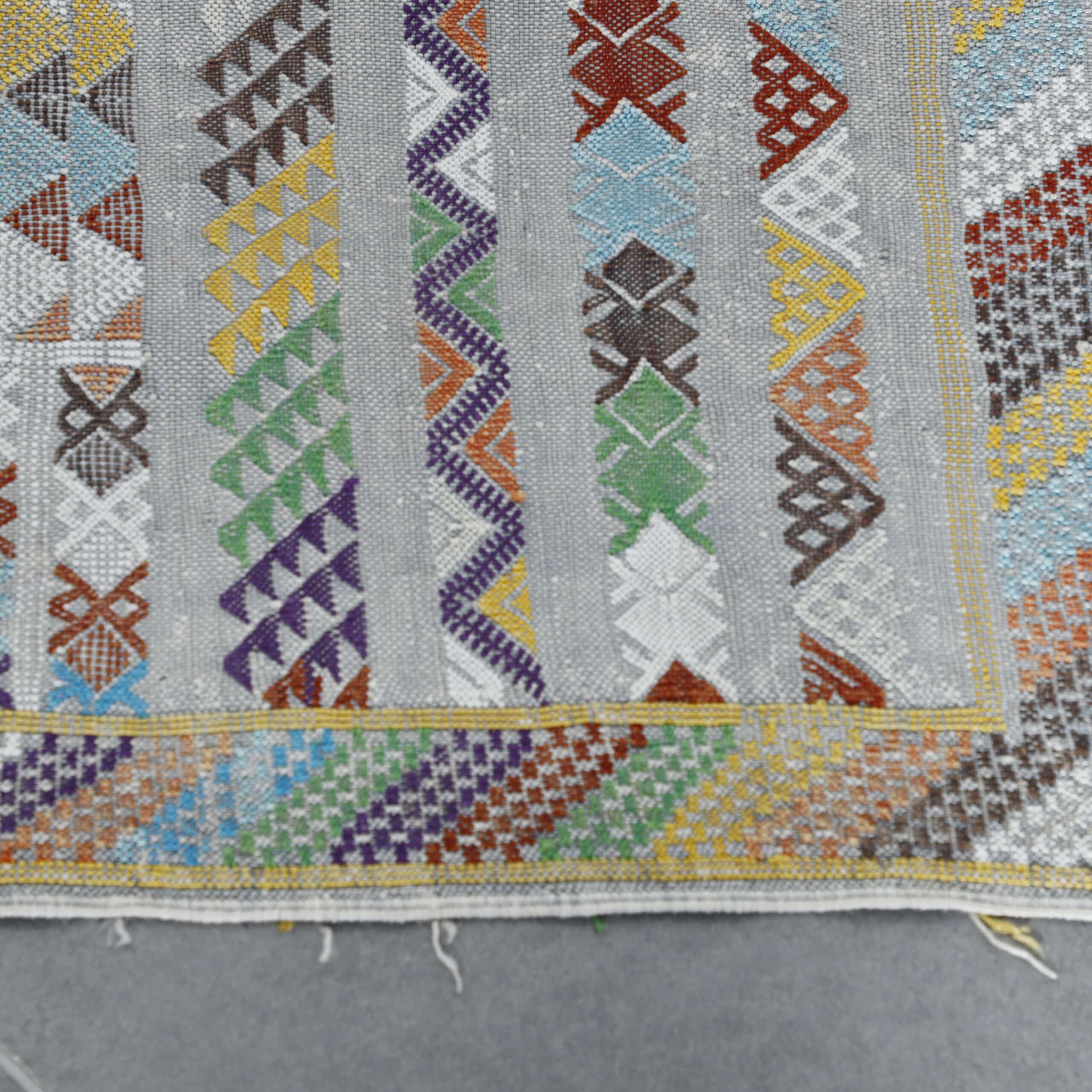 Colorful Moroccan Kilim rug with Intricate Geometric Design