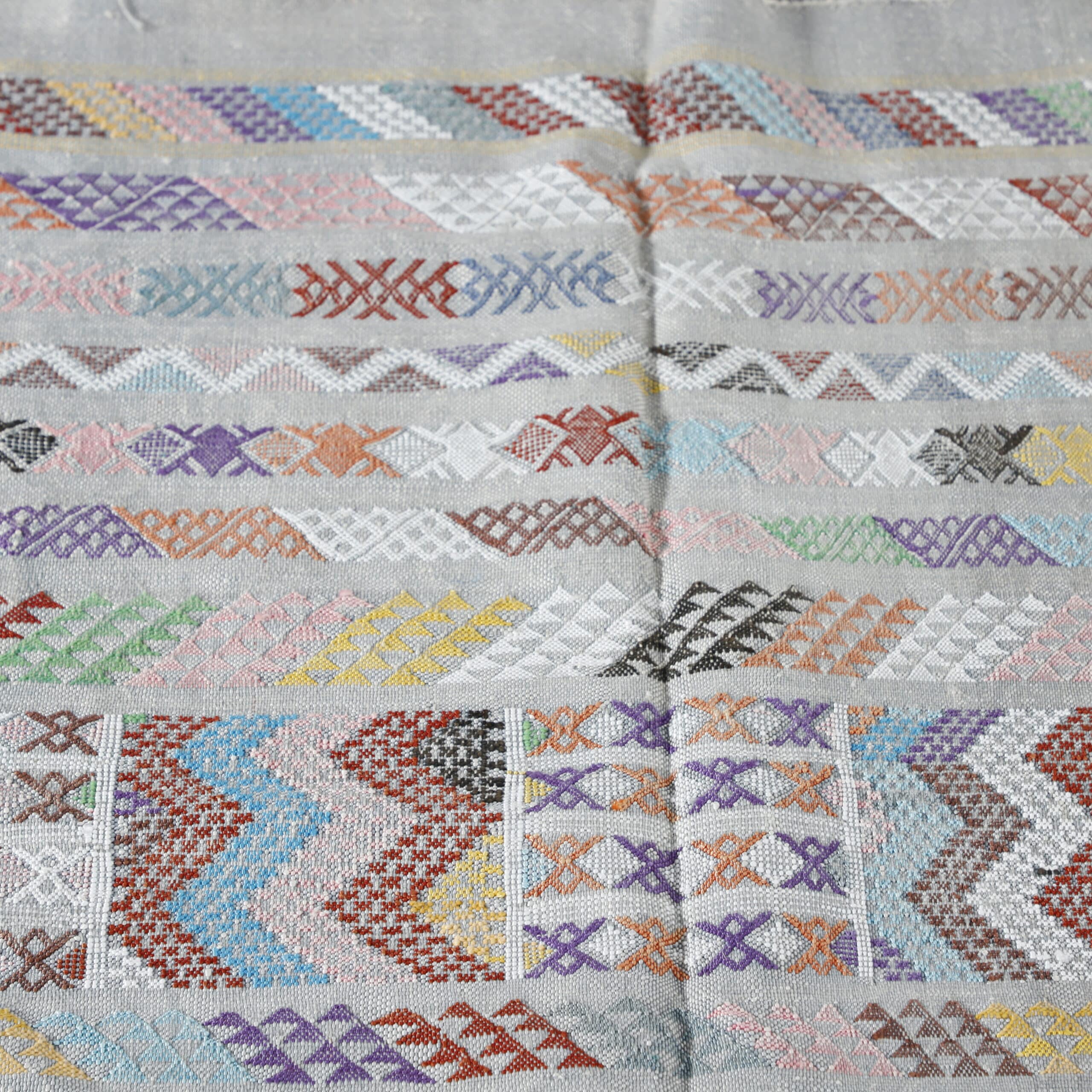 Colorful Moroccan Kilim rug with Intricate Geometric Design