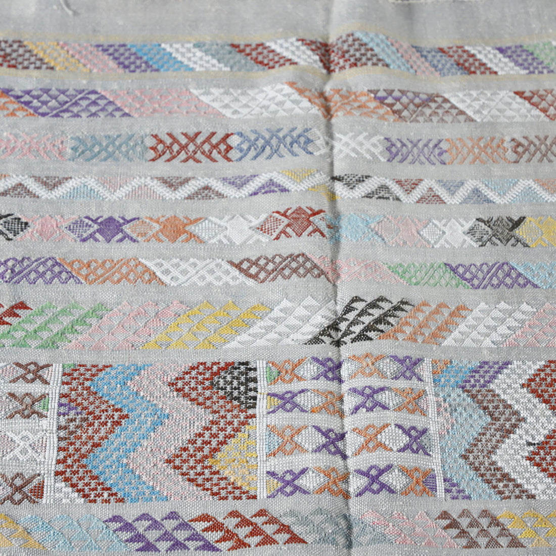 Colorful Moroccan Kilim rug with Intricate Geometric Design